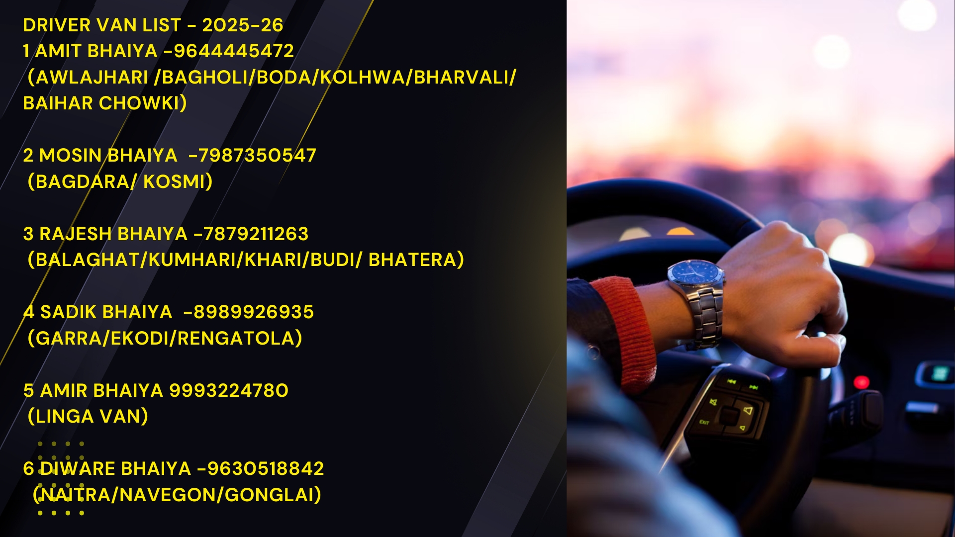 School Driver list